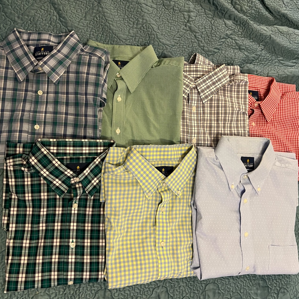 Lot of 7 long sleeve men’s dress shirts by Stafford